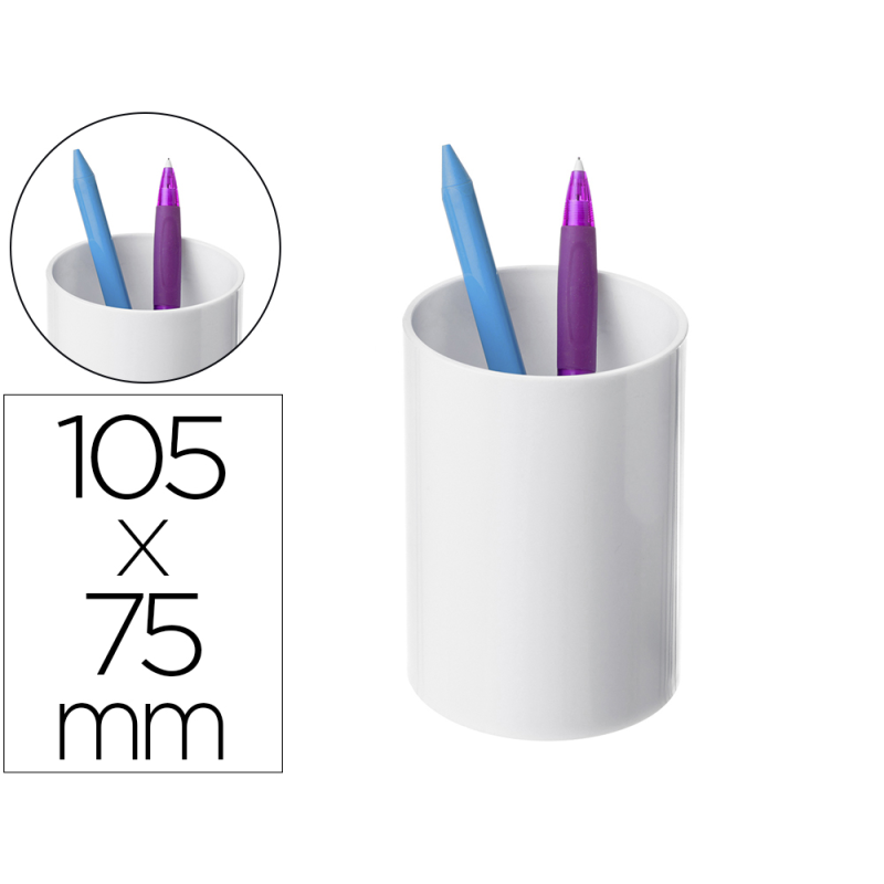 Cubilete portalapices archivo 2000 blanco pastel opaco plastico 100% reciclado diametro 75 mm alto 105 mm
