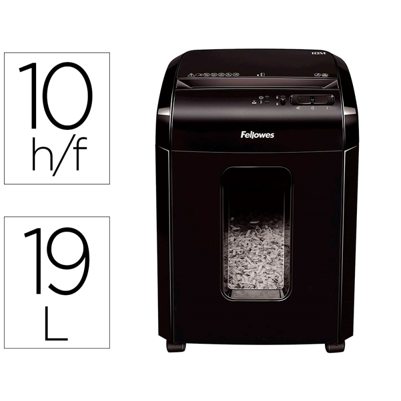 Destructora de documentos fellowes 10m capacidad de corte 10 h seguridad p5 destruye grapas y tarjetas de