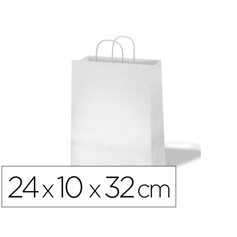 Bolsa kraft basika celulosa blanco 90 gr asa retorcida tamaño /'s/' 240x100x320 mm