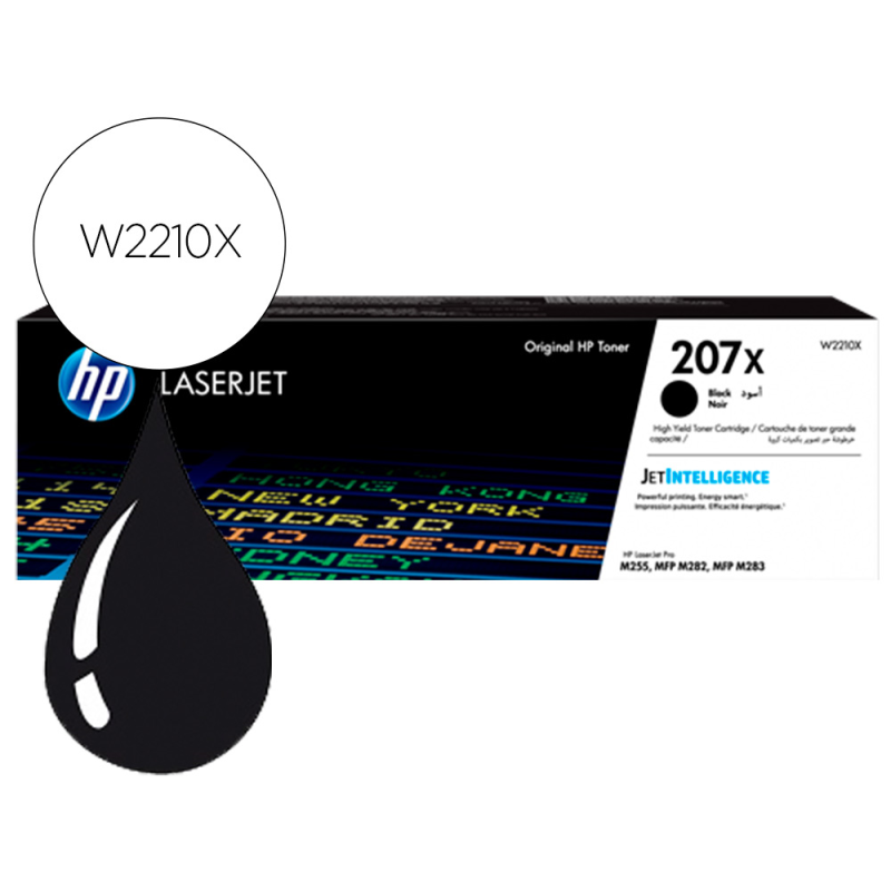 Toner hp 207x color laserjet pro m282nw / m283fdn / m283fdw negro 3.150 paginas