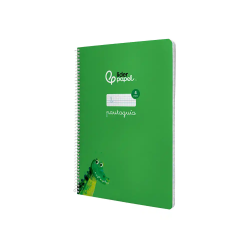 Cuaderno espiral liderpapel a4 pautaguia tapa blanda 80h 75gr cuadro pautado 4mm color verde