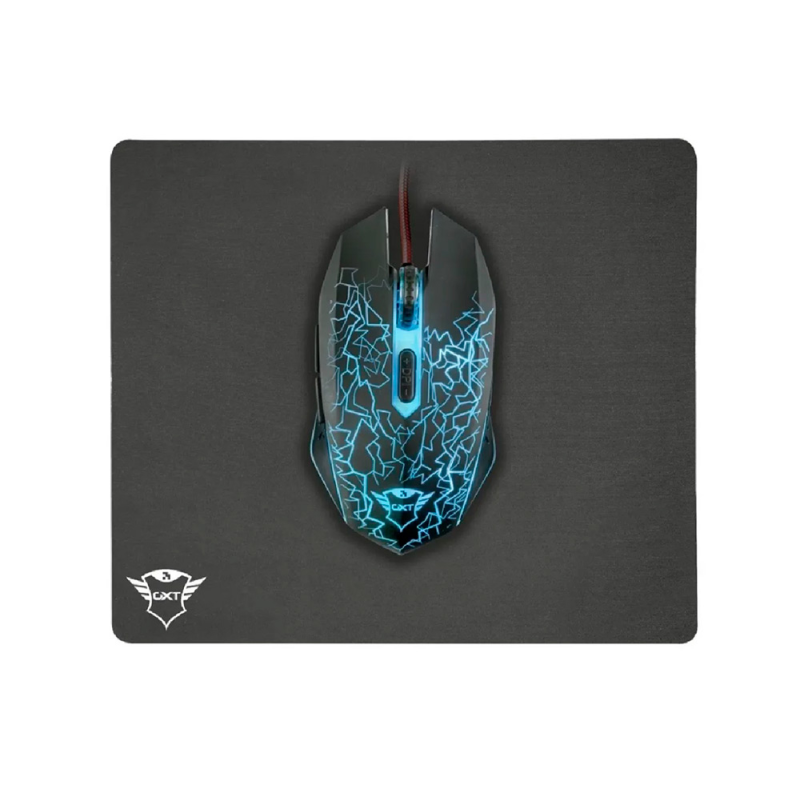 Pack alfombrilla + raton optico trust gaming gxt783 izza mouse & pad 2400 dpi 6 botones