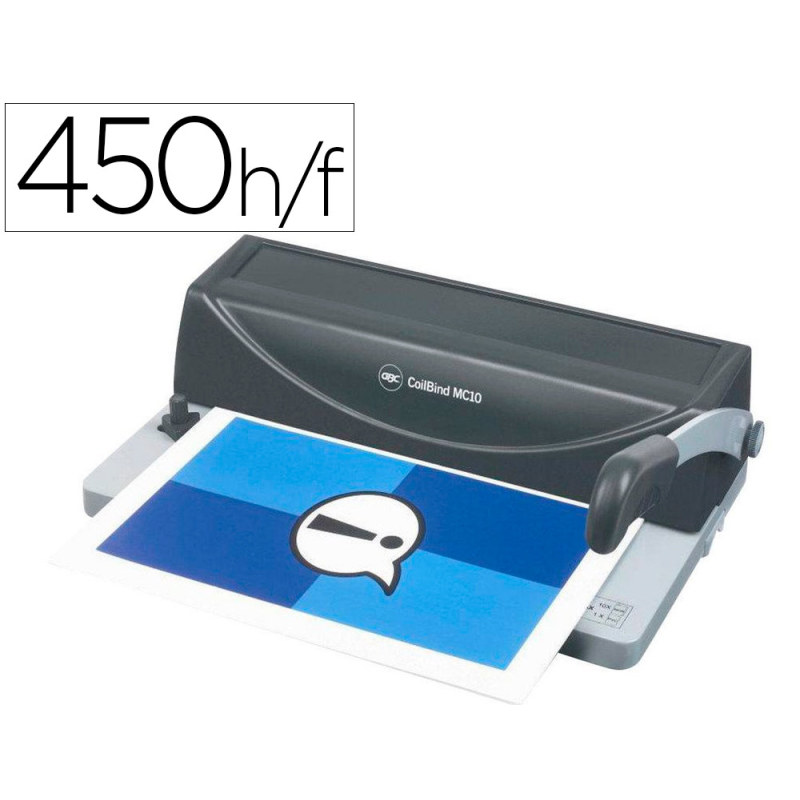 Encuadernadora para espiral metalico gbc mc 10 perfora 10 hojas tamaño din a4 encuaderna hasta 450 hojas