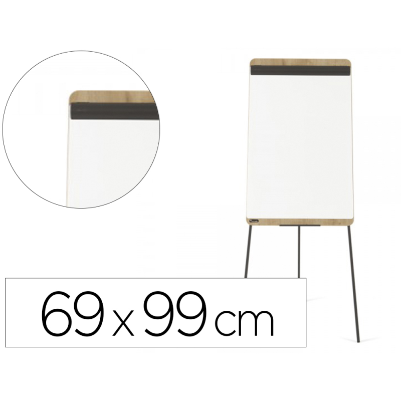 Pizarra blanca rocada tripode lacada magnetica brazo extensible tablero color roble 69x99 cm altura