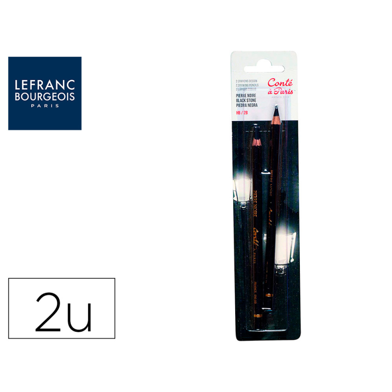 Lapiz conte a paris punta negra hb/2b blister de 2 unidades