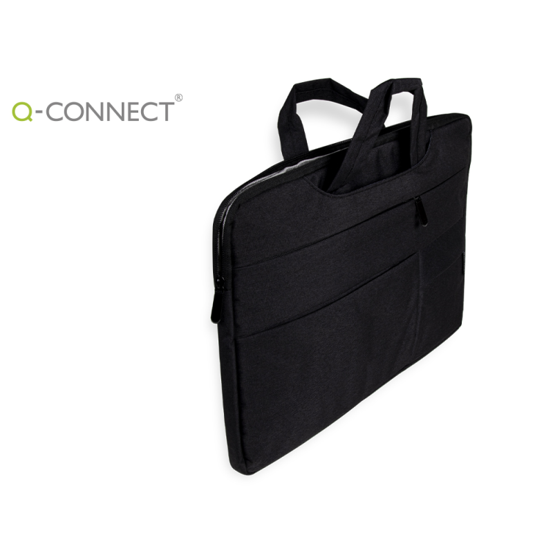 Funda para portatil q-connect 15,6/' con asas retractiles cremallera 3 bolsillos exteriores negro