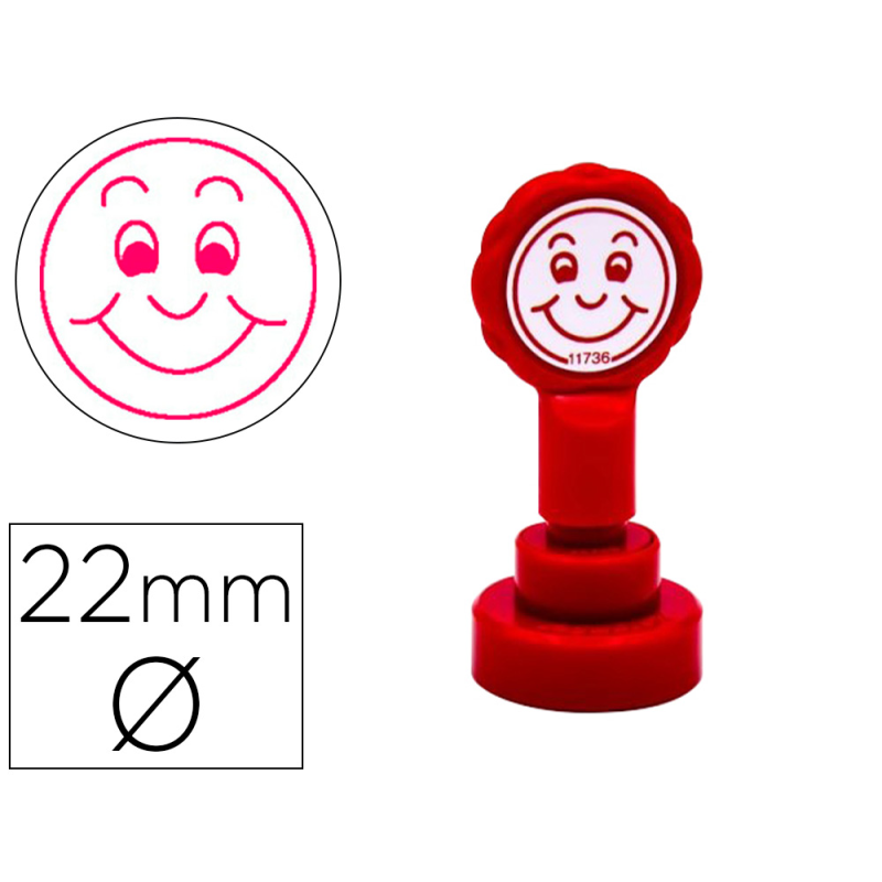 Sello artline emoticono sonrisa color rojo 22 mm diametro