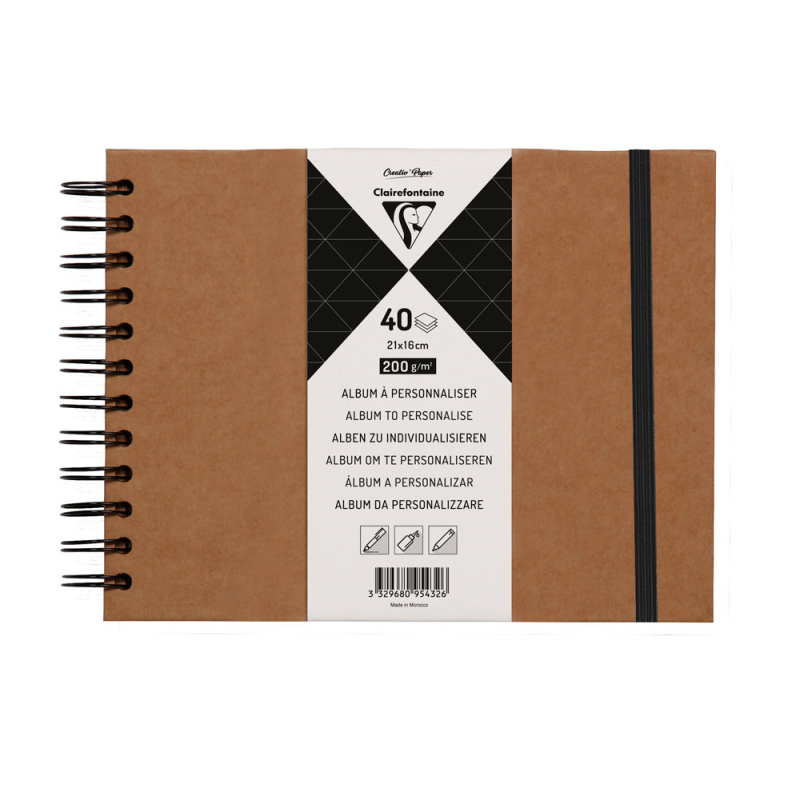 Album de fotos espiral clairefontaine tapa dura kraft 210x160 mm 40 hojas 200 g