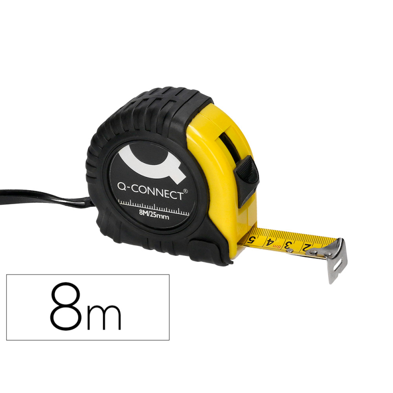 Flexometro q-connect con freno material antichoque 25 mm de ancho longitud 8 mt