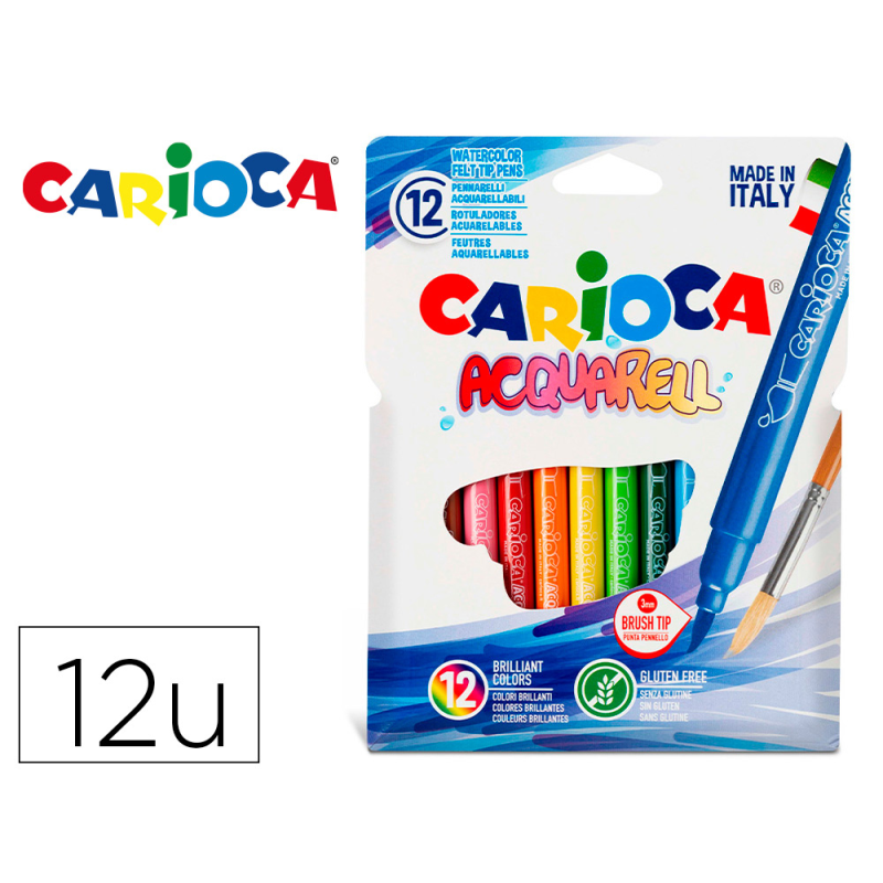 Rotulador carioca aquarelle punta de pincel caja de 12 unidades colores surtidos