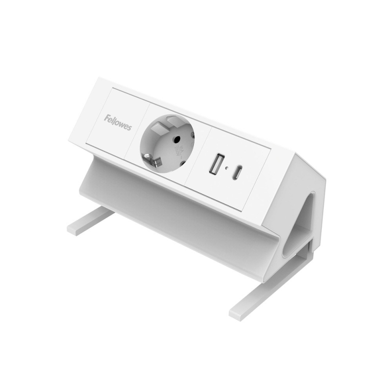 Regleta fellowes sobremesa 1 toma + usb a + usb c color blanco