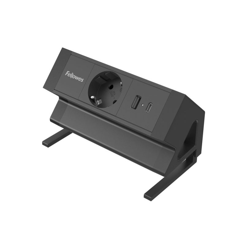 Regleta fellowes sobremesa 1 toma + usb a + usb c color negro