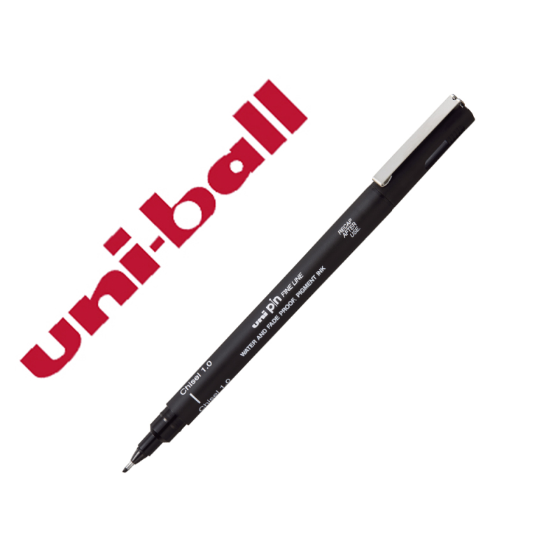 Rotulador uniball pin calibrado punta biselada 1 mm color negro
