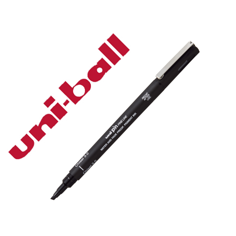 Rotulador uniball pin calibrado punta biselada 3 mm color negro