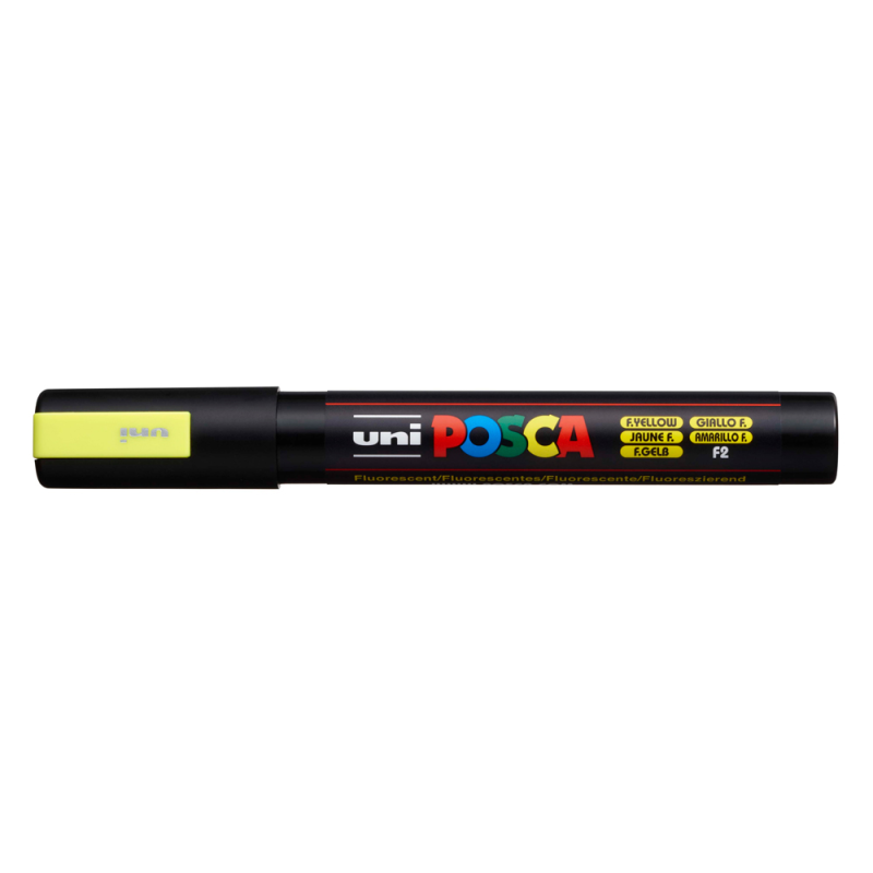 Rotulador uni posca pc-5m marcador de pintura punta conica 1,8-2,5 mm amarillo fluorescente