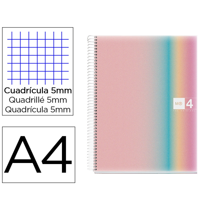 Cuaderno espiral miquelrius din a4 80 hojas 90 gr cuadro 5 mm tapa forrada aurora west