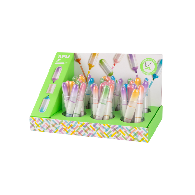 Rotulador apli fluorescente mini doble punta colores surtidos