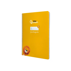 Cuaderno espiral liderpapel a4 pautaguia tapa blanda 80h 75gr cuadro pautado 5mm color amarillo