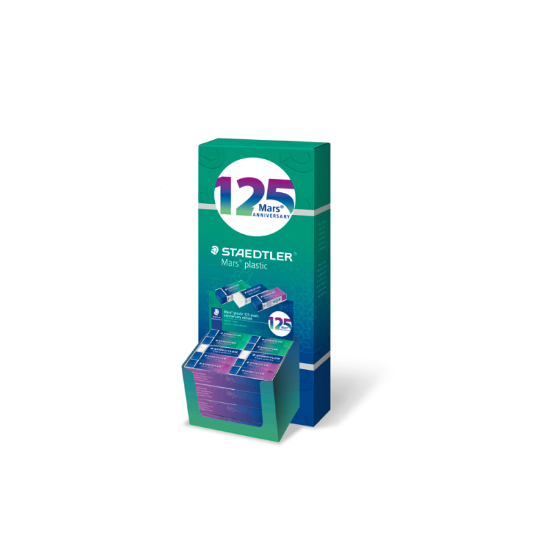 Goma de borrar staedtler mars plastic 125 aniversario 526/50 mars expositor de 80 gomas