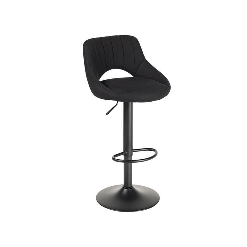Taburete alto rocada con asiento y respaldo bajo tapizado tela ignifuga base metalica con reposapies color