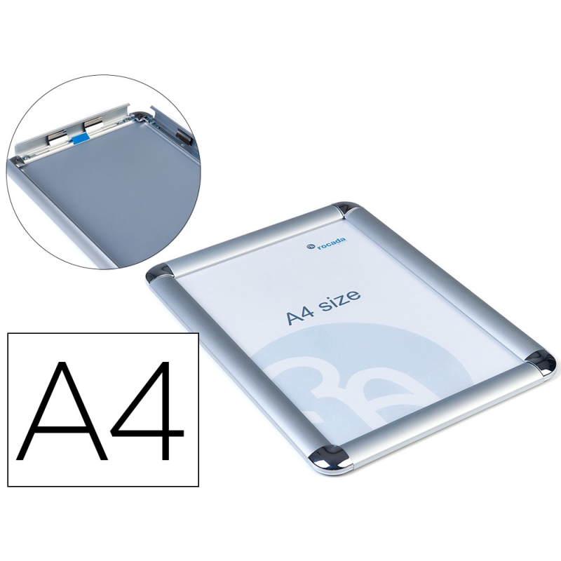 Marco porta anuncios rocada clip din a4 marco de aluminio anodizado 21x29,7 cm