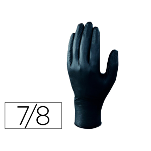 Guantes de nitrilo deltaplus quimico desechable no empolvado talla 7/8 color negro caja de 100 unidades