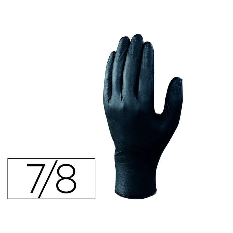 Guantes de nitrilo deltaplus quimico desechable no empolvado talla 7/8 color negro caja de 100 unidades