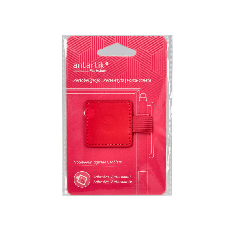 Portaboligrafo autoadhesivo antartik para cuaderno note con elastico hasta 15 mm grosor 1mm fucsia 40x40 mm