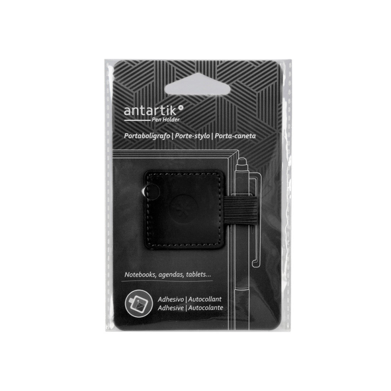 Portaboligrafo autoadhesivo antartik para cuaderno note con elastico hasta 15 mm grosor 1mm negro