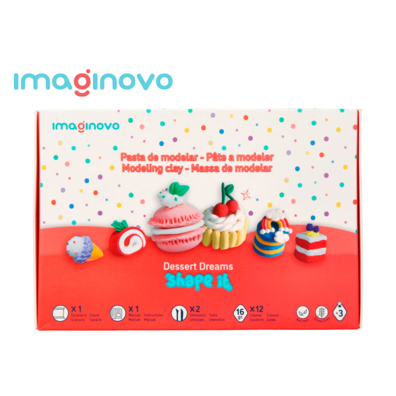 Pasta para modelar imaginovo de secado al aire set de 12 colores shape it dessert dream herramientas e instrucciones