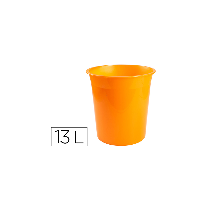 Papelera plastico q-connect naranja translucido 13 litros 275x285 mm
