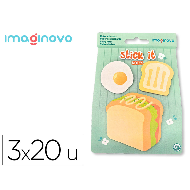 Bloc notas adhesivas imaginovo foodies sandwich 20 hojas tamaños surtidos