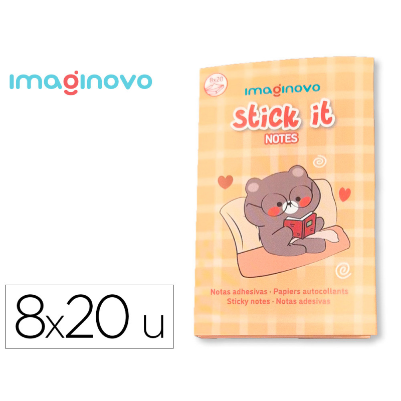 Notas adhesivas imaginovo stick it! notebook 20 notas adhesivas osito tamaños surtidos
