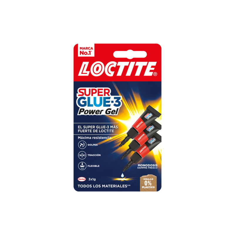 Pegamento loctite super glue-3 adhesivo instantaneo original power gel 1 gr blister de 3 unidades