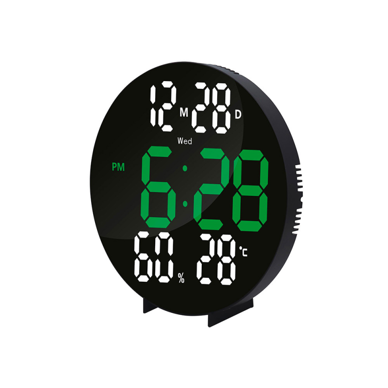 Reloj q-connect digital de pared digital con alarma redondo 27 cm