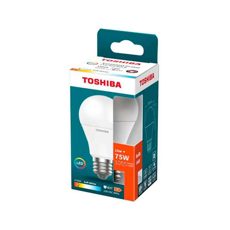 Bombilla led toshiba essential a60 e27 10w luz calida 2700k