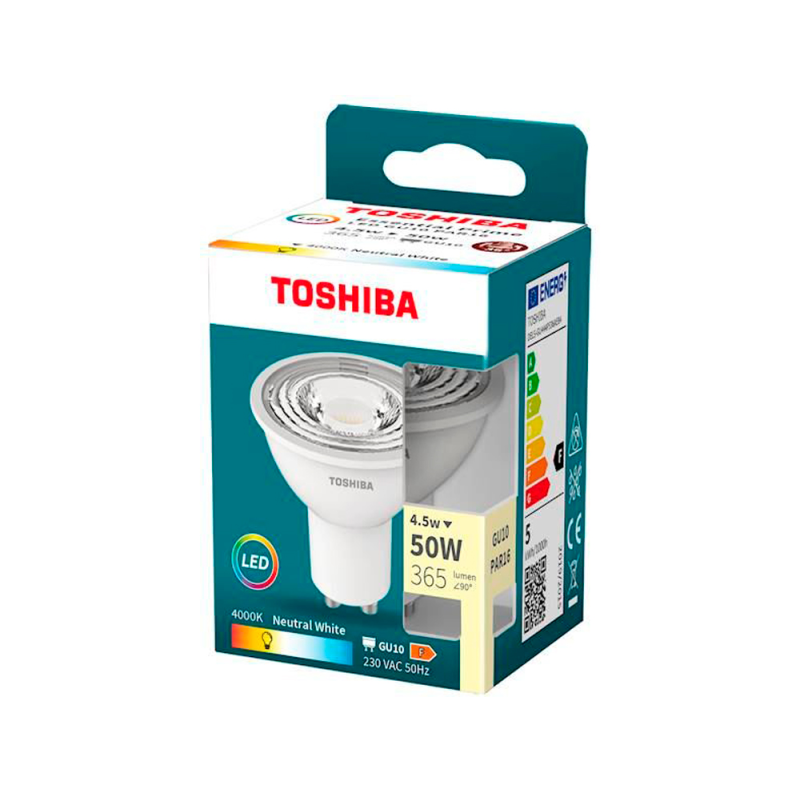 Foco led toshiba essential gu10 4.5w luz neutra 4000k