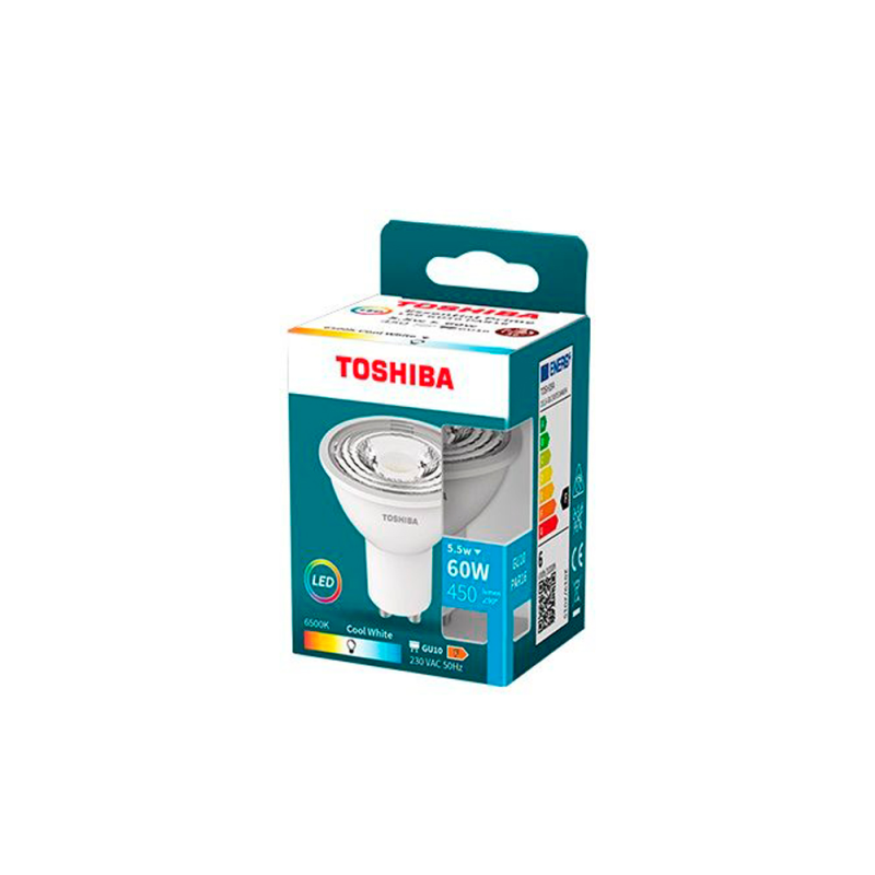 Foco led toshiba essential gu10 5.5w luz fria 6500k