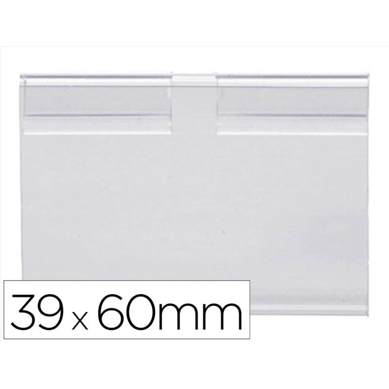 Soporte portaprecios q-connect para ganchos en t etiqueta 39x60mm transparente
