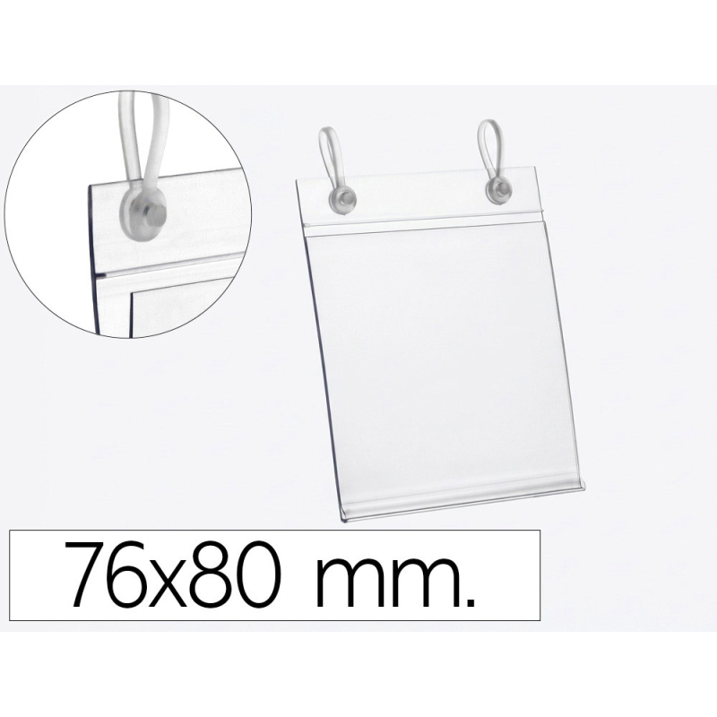 Soporte portaprecios q-connect con 2 agujeros y clip para cesta metalica etiqueta 76x80 mm