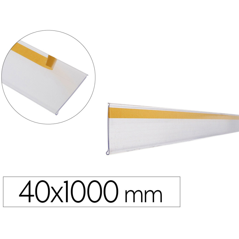 Soporte portaprecios q-connect adhesivo para estanteria etiqueta 40x1000 mm semi-transparente
