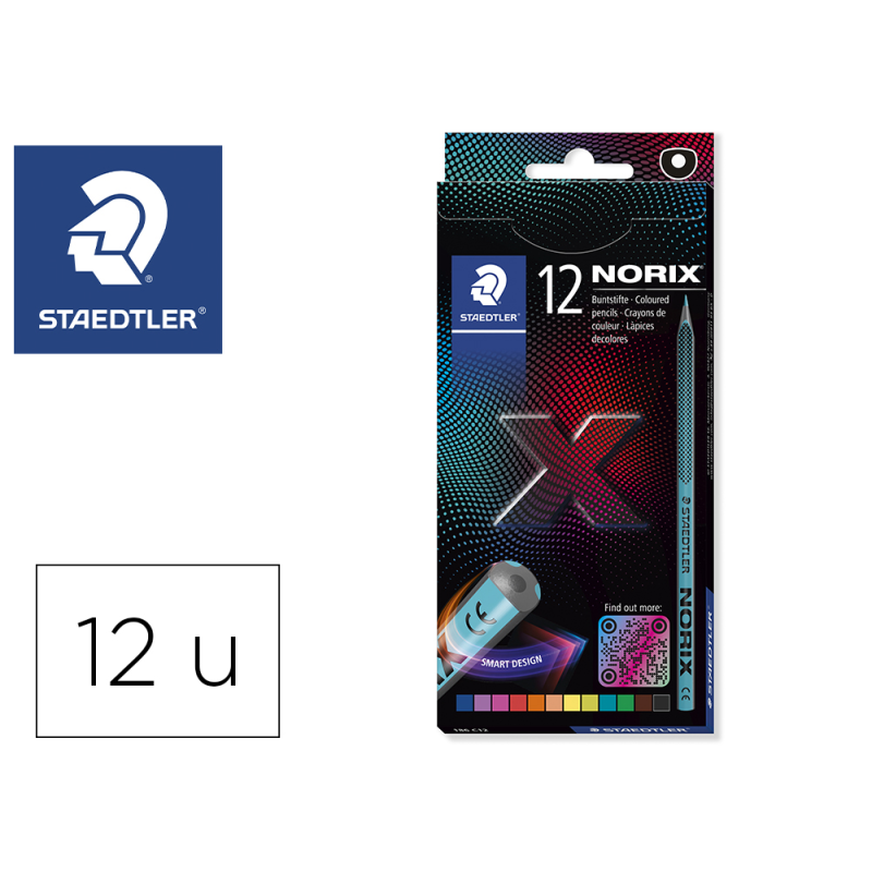 Lapices de colores staedtler norix con forma inteligente estuche de 12 unidades colores surtidos