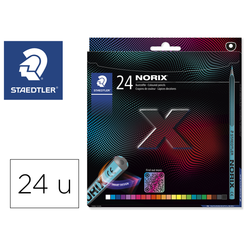 Lapices de colores staedtler norix con forma inteligente estuche de 24 unidades colores surtidos