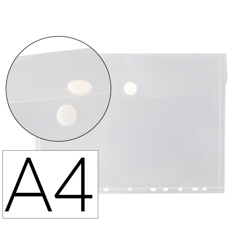 Carpeta liderpapel dossier broche polipropileno a4 cierre de velcro 180 micras 11 taladros transparente