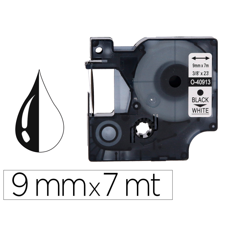 Cinta q-connect 1000 negro-blanco 9 mm x 7mt dymo