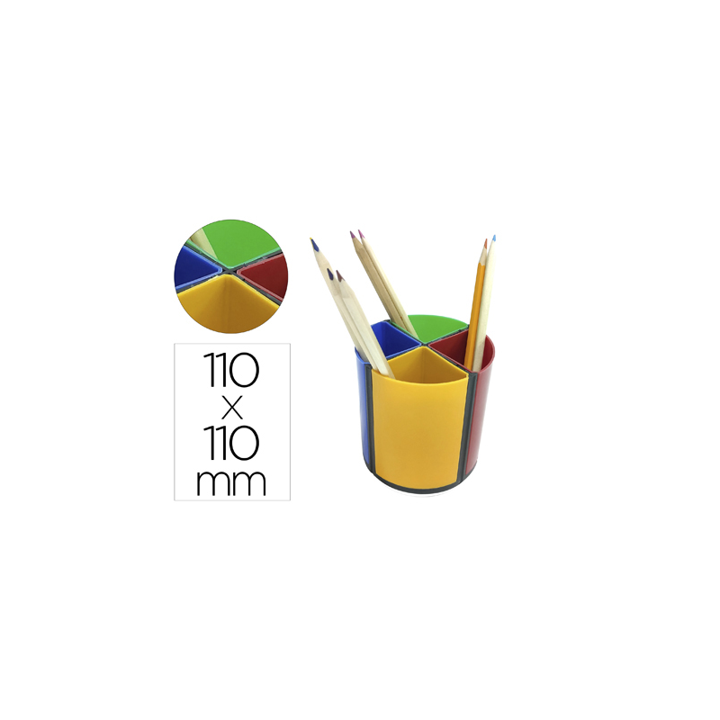 Cubilete portalapices q-connect 4 colores opacos plastico giratorio diametro 110 mm alto 110 mm