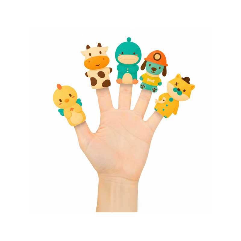 Marionetas de dedos imaginovo tiny tales pvc animales fantasia blister de 5 unidades surtidas