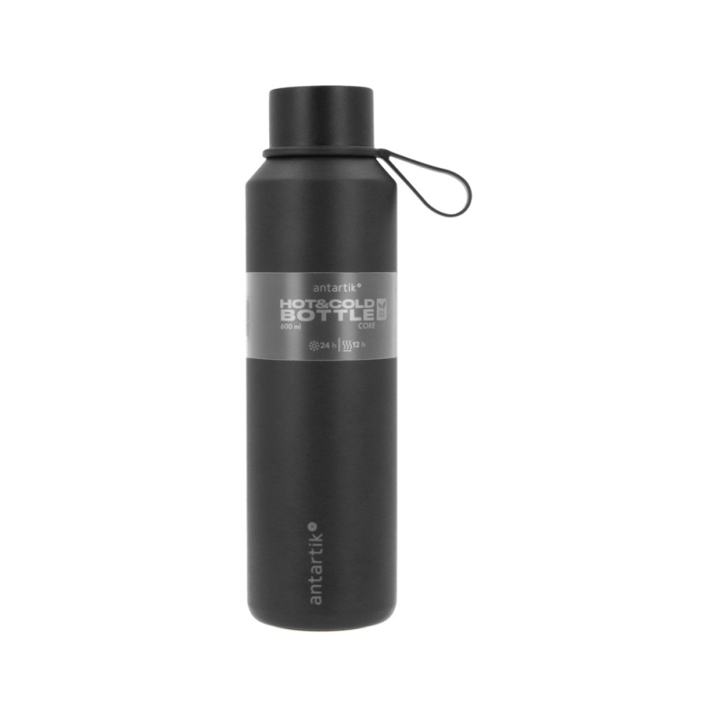 Botella portaliquidos antartik core isotermica acero inoxidable libre de bpa negro 600 ml