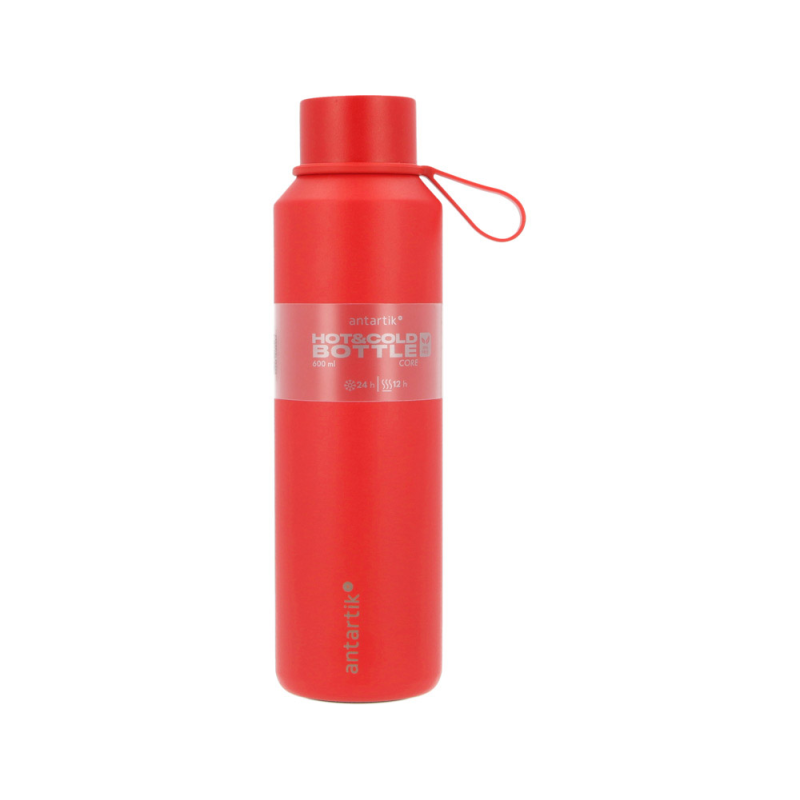 Botella portaliquidos antartik core isotermica acero inoxidable libre de bpa rojo 600 ml