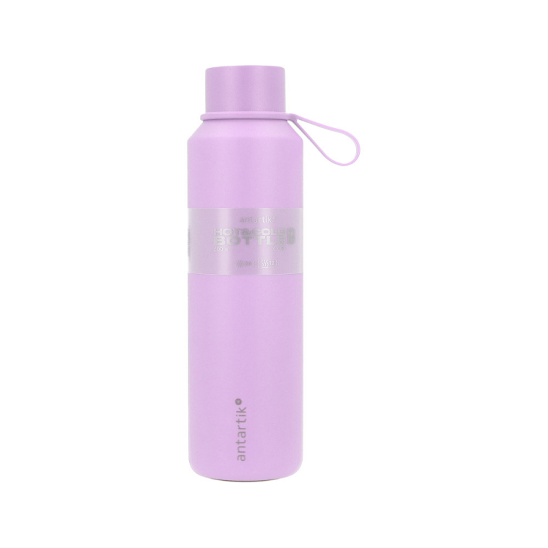 Botella portaliquidos antartik core isotermica acero inoxidable libre de bpa morado 600 ml